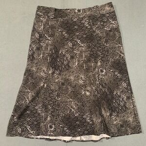 Cj Banks Womens 20W Suede A-Line Midi Skirt Stretch Black Gray Floral Print